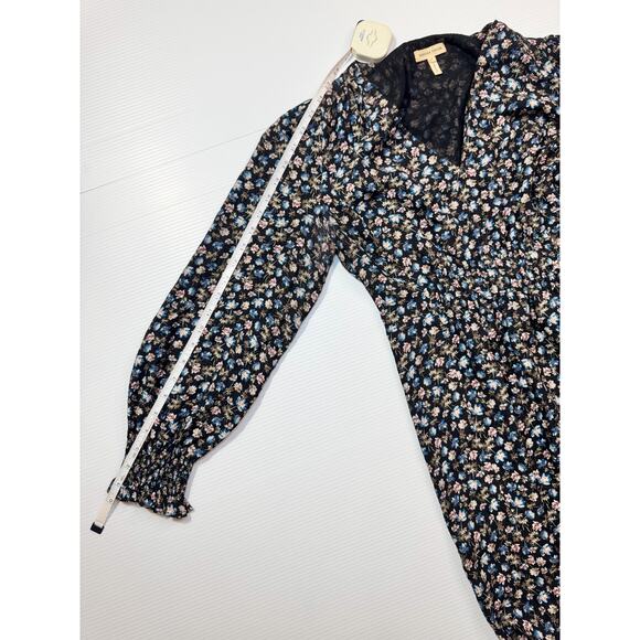 Rebecca Taylor Zelma Floral Silk Midi Dress Women’s 4 Black Cottagecore Prarie - Picture 6 of 16